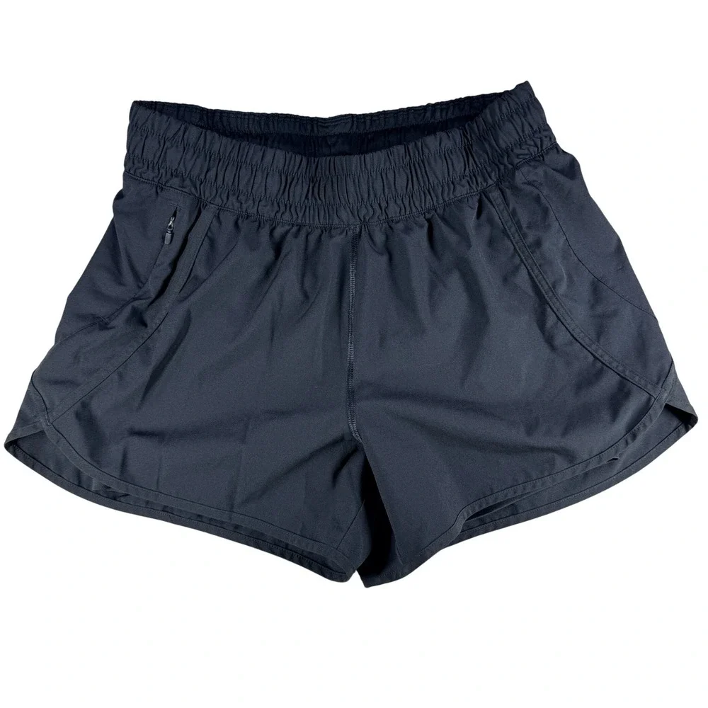 Avia 2-in-1 Running Shorts Zipper Pocket Black Large 12-14 Poly Blend Womens